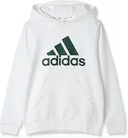 [adidas] Kids Big Logo Essentials Cotton Hoodie ECO40 White/College Green (IV7325), White/College Green (IV7325), 150