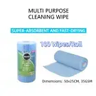 100 Sheets 25x50cm Roll Multi-Purpose Domestic Cleaning Wipes Towel Dish Washing