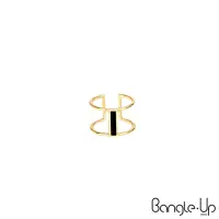 在飛比找momo購物網優惠-【Bangle up】極簡現代風琺瑯鍍金開口寬版戒指(質感黑