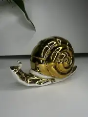 CREAZIONI B.C. DECORAZIONE IN ORO DIPINTO A MANO MADE IN ITALY PORCELAIN Snail