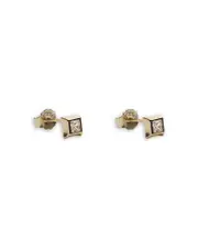 Argento Vivo Princess Cut Cubic Zirconia Stud Earrings in 18K Gold Plated Sterling Silver