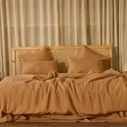 Iced Coffee Linen Duvet Set - 100% French Flax Linen, Queen / Iced Coffee