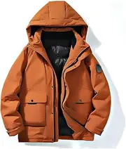 [YMGSCC] Warm Lapel Hooded Men's Down Jacket Winter Plus-Size Men's Tooling Down Jacket Fleece Thickened