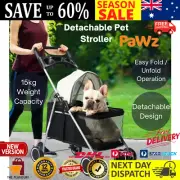 PaWz Large Pet Stroller Dog Cat Carrier Travel Pushchair Foldable Pram 4 Wheels