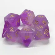 New 7 Piece Polyhedral Milky Purple Dice Set With Dice Bag D&D RPG