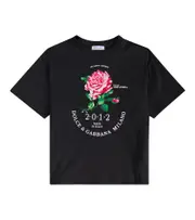 [Dolce & Gabbana Kids] Dolce & Gabbana Kids Glitter cotton jersey T-shirt Y 14 black