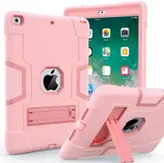 For Apple iPad 5 5th Gen 9.7 inch 2017 Hybrid Fancy Shockproof Heavy Duty Kickstand Case Cover (Rose Gold)