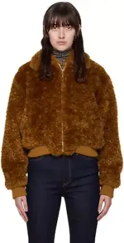 rag & bone Nikki Faux Fur Jacket XS Camel Faux Shearling Bomber Coat $575