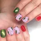 Christmas False Nails with Christmas Tree Full Cover Nails Short Press On Nails