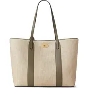 Mulberry Bayswater Raffia & Leather Tote in Linen Green/Natural at Nordstrom One Size