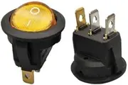 BKUANE 20mm KCD1 Led Switch 20A 12V Light Power Switch Car Button Lights ON/Off 3pin Round Rocker Switch(Yellow,220V)