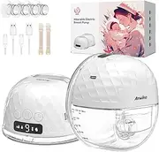 Hospital Grade Electric Breast Pump Double, 338mmHg Strong Suction Wearable Breast Pump Hands Free, 9 Levels 4 Modes with LED Display, Rechargeable Breast Pump Electrical with 21/24 mm Flange (white 2pcs)