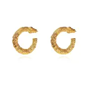 Culturesse Dejouer Textured 25mm C Hoop Earrings Jewellery Pure 24K Gold Plating