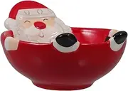 GLSTOY Ceramic Xmas Candy Bowl Embossed Serving Bowl for Cookies Treats Multi Use Decorative Dish for Family Parties Lightweight Design for