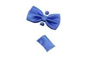 Mens Cornflower Blue Matching Bow Tie, Pocket Square & Cuff Links Set
