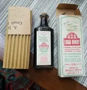 NOS 1910s Antique A D.S Cough Syrup Medicine Druggist Bottle Cure Box Insert