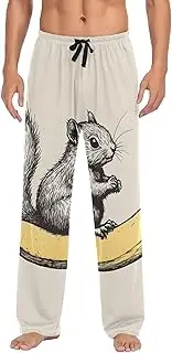[PDZRMY] Pajama Pants Squirrel Banana Red Balloon for Men Men's Separate Bottoms, Lounge Pants with Pockets S