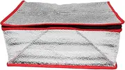 ifundom Aluminum Foil Insulated Food Bag with Flat Bottom Portable Reusable Thermal Box Liners Foldable Packaging Pouch for Seafood Storage Cold Retaining 36 * 26 * 15cm