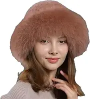 [Generic] Women Winter Knitted Real Fur Bomber Hat Natural Warm Cap