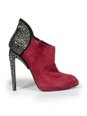 Burgundy Suede Crystal Boots