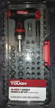 Hyper Tough Ratcheting T-Handle Driver Bit Set, 59-Piece plus Case. Brand new