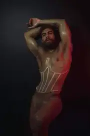 [M209] Handsome Man Cute Model Showing Off Body Male Physique Photography