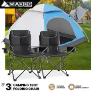 [2 CHAIRS w/BUILT IN COOLER BAG+2 PERSONS DOME TENT] Foldable 3 Pcs Camping Set