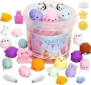 GAMINICS Mochi Squishy Toys 36 PCS Mini Squishy Animals Toys Squishies Party Favors for Kids Bulk Mini Kawaii Squishies Mochi Animals Stress Reliever Anxiety Toys Squishy Cat Squishys with Storage Box