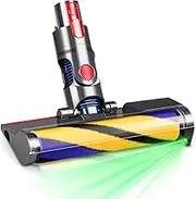 Replacement Head for Dyson V7 V8 V10 V11 V15 Cordless Vacuum Cleaner Microfiber Velvet Roller Brush with Green LED Laser Light, Suitable for Hardwood Floors and Carpets