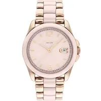 在飛比找蝦皮商城優惠-COACH 粉色表盤 時尚不鏽鋼錶殼錶帶（玫瑰金+米白色陶瓷