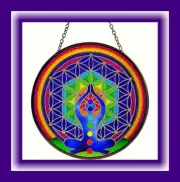CHAKRA SUNCATCHER, 6" Stained Glass FLOWER OF LIFE SUNCATCHER, Sacred Geometry