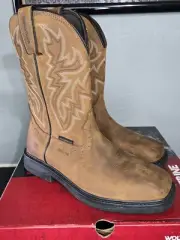 Wolverine - Men's Rancher 10" Square Steel Toe Work Boot, Dark Brown/Rust, 11 M