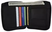New Mens Bifold Zipper Around Leather Wallet Secure Multi Pockets Black Billfold