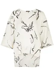 High Innocence Printed Satin top - White - S (UK8-10 / S) S (UK8-10 / S)