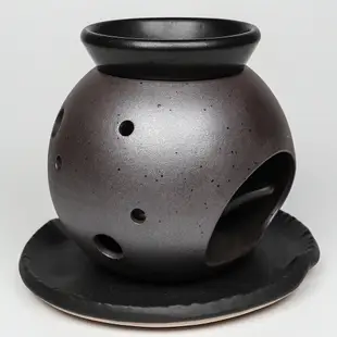 常滑燒 黑泥丸形 茶香爐 日本陶器 茶道具 茶具 薰香 福介商店