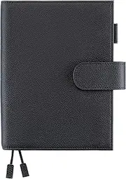 Ox Knight B6 Leather Planner Cover for Stalogy, Midori, Leuchtturm1917, and More - with Pen Loop, Card Slots, Back Pocket, and Bookmarks (Black)