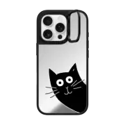 iPhone 16 Pro Mirror Ring Stand Case MagSafe Compatible Hello Cat
