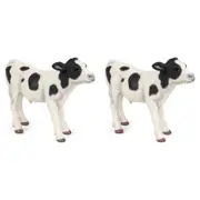 2PK Papo France Calf Animal Figurine Collectible Kids/Children Toy Black & White