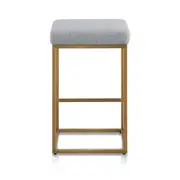 Adela Pepper Boucle Bar Stool - Brushed Gold Base