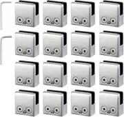 Glass Clamps 16 Pcs 8-10mm Glass Clamps Adjustable Glass Bracket Flat Back compatible Handrail Balustrade Staircase-M