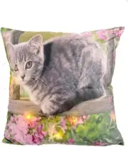 Alottagifts Kittens Cat Grey Lights Up Throw Pillow Cover 18x18