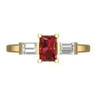 0.8Ct Emerald Cut Natural Garnet Solid 14K/18K Gold Engagement Promise Ring