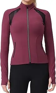 AARYA Women's Workout Jacket Athletic Gym Running Yoga Jackets Zip UP Lightweight jacket with Thumb Holes
