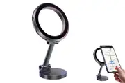 Metal Magnetic Car Phone Holder Folding Magnet Mount Mobile Cell Phone Stand-Gray