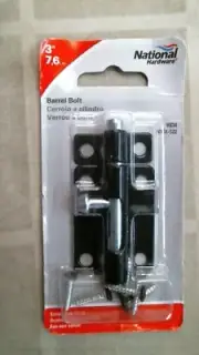 National Hardware N151-522 3" Barrell Bolt, Black, FREE SHIPPING