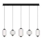 Toledo Five Light Frosted Glass Cluster Bar Matt Black Pendant