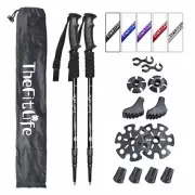 [2 Pack] Trekking Poles Walking Sticks Climbing Camping EXTENDABLE Collapsible..