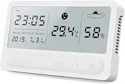 Weather Stations Wireless Indoor Outdoor, Indoor Outdoor Thermometer Wireless Color Display Digital Weather Station with Atomic Clock, Forecast Station and Calendar