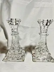 Elegant Waterford Lismore 6" Candlestick Holders SET Of 2 Square Base - New