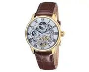 Earnshaw Men's 44mm Longitude Automatic Leather Watch - Brown/Gold/White